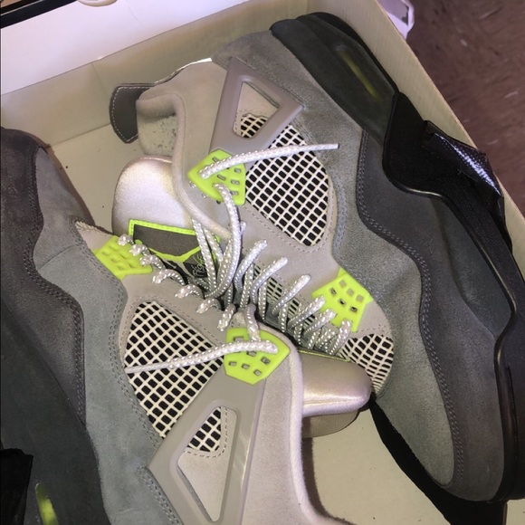 lime green and grey jordan 4